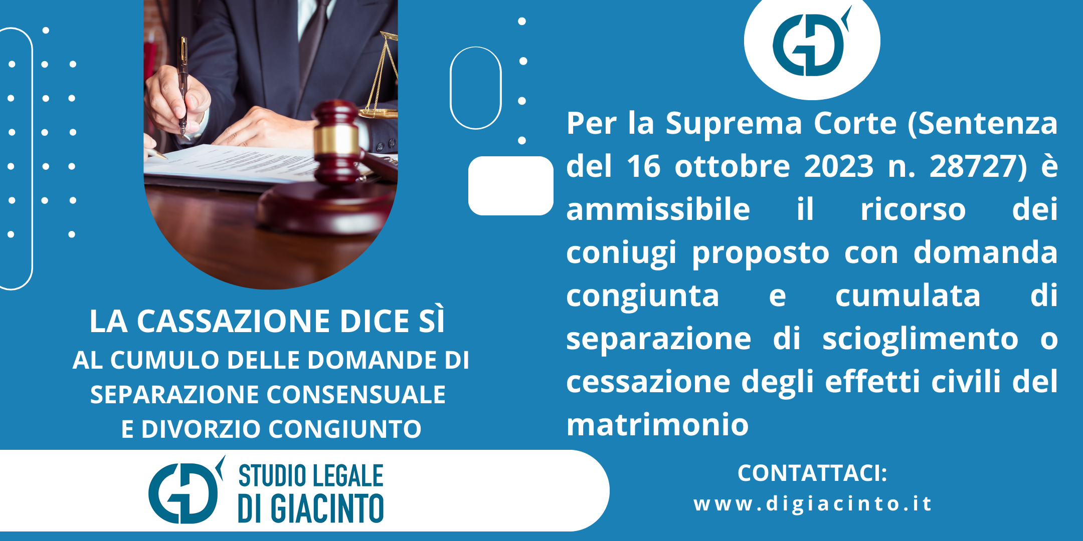 Sentenza del 16 ottobre 2023 n. 28727 Si al cumulo delle domande di separazione consensuale e divorzio congiunto_2.fw